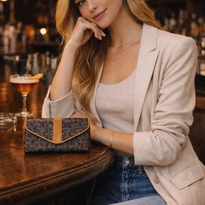 Gianni Bini Elegant Brown and Gold Clutch